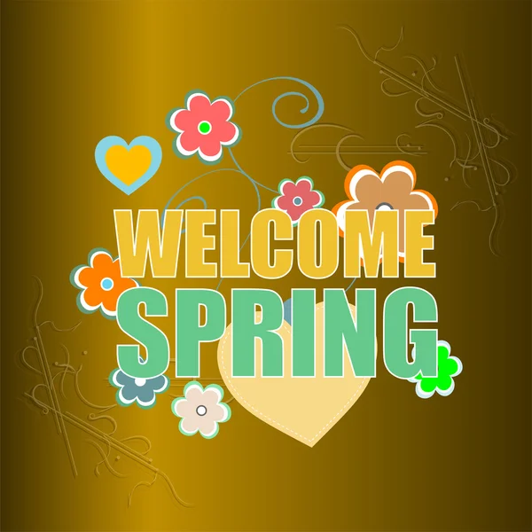 Bienvenue carte de vacances de printemps. Bienvenue Spring Vector. Fond d'amour. Graphiques des vacances de printemps. Bienvenue Spring Art. Dessin de vacances de printemps — Image vectorielle