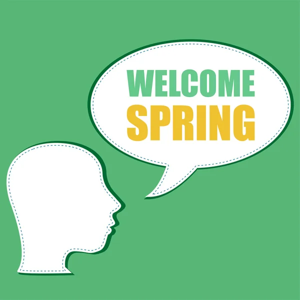 Welcome Spring Holiday Card. Bienvenido Spring Vector. Bienvenida Primavera fondo. Gráfico de vacaciones de primavera. Bienvenida Spring Art. Dibujo de vacaciones primavera — Vector de stock