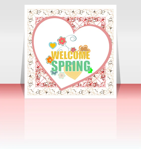 Üdvözöljük tavaszi Holiday kártya Welcome tavaszi vektor. Üdvözöljük tavaszi háttér. Tavaszi Holiday grafikus. Üdvözöljük tavaszi Art. Tavaszi Holiday rajz — Stock Vector