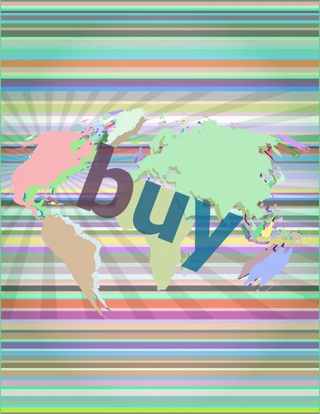 La palabra comprar en la pantalla digital, concepto de negocio vector ilustración — Vector de stock