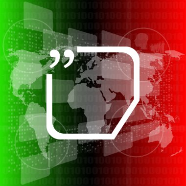 İnce çizgi konuşma baloncuğu ile vektör tırnak işaretleri. Tebligat, bilgi, ifade, uyarı, ders kutusu konsepti. Beyaz arka planda izole edilmiş. düz stil trend modern logo tasarım vektör çizimi