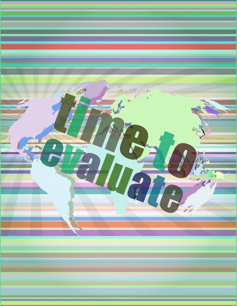Time concept: words Time to evaluate on digital screen vector illustration — Stock Vector