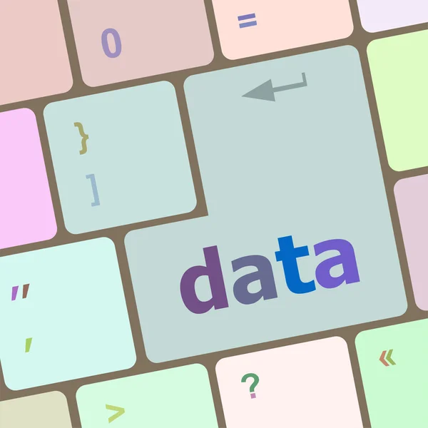 Data koncept: datorns tangentbord med word Data vektor illustration — Stock vektor