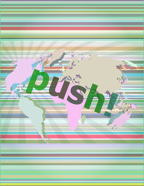 Push-Wort auf digitaler Touchscreen-Schnittstelle Vektor-Illustration — Stockvektor