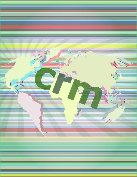 CRM slovo, pozadí dotyková obrazovka s transparentní tlačítky. koncept moderního Internetu vektorové ilustrace — Stockový vektor