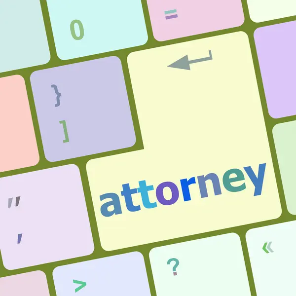 Attorney word on keyboard key, notebook computer vector illustration — Stock Vector