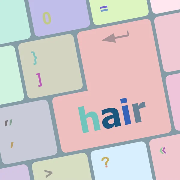 Mot de cheveux sur ordinateur pc clavier touche vectorielle illustration — Image vectorielle