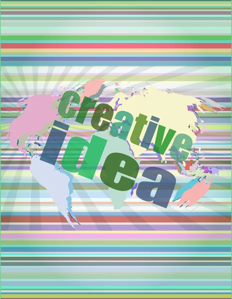 Palabras de la idea creativa en la pantalla digital. concepto de negocio vector ilustración — Archivo Imágenes Vectoriales