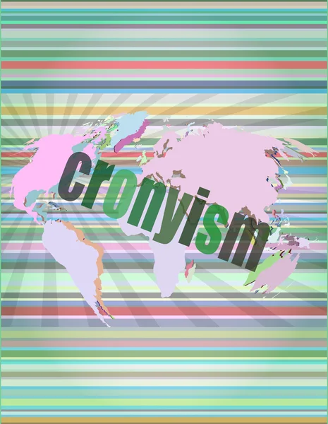 Mots cronyisme sur écran numérique, illustration vectorielle de concept d'entreprise — Image vectorielle