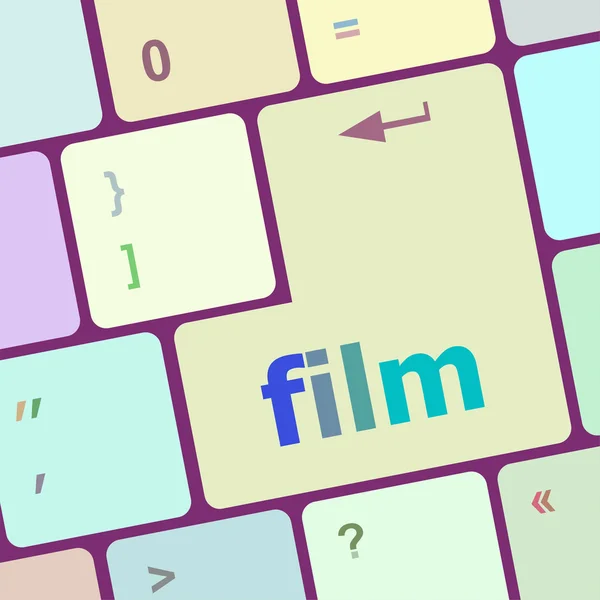 Film button on computer pc keyboard key vector illustration — Stock Vector