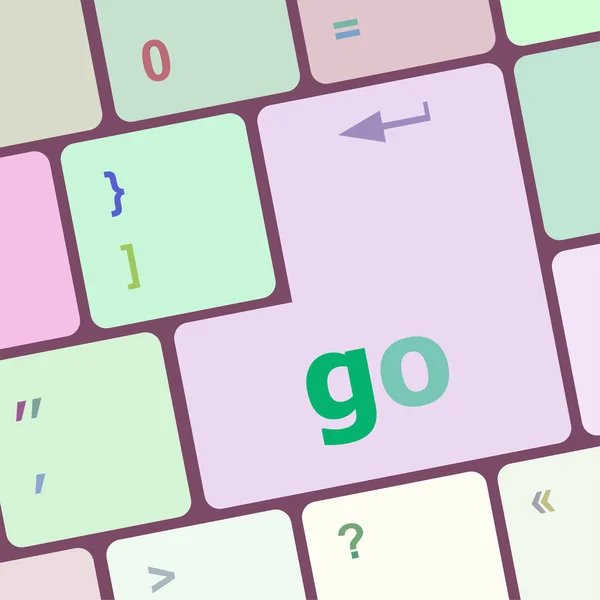 Go-Wort auf Tastatur-Taste, Notebook Computer-Taste Vektor-Illustration — Stockvektor
