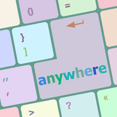 Enter tuşu ile klavye, her yerde kelime vektör illüstrasyon