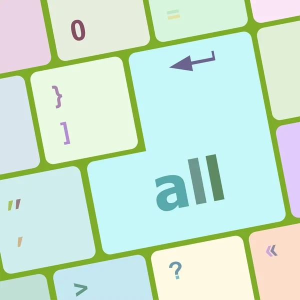 Alle Wörter Konzept mit Taste auf der Tastatur Vektor Illustration — Stockvektor