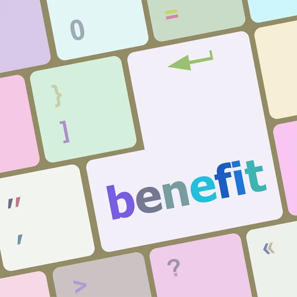 Benefit button on keyboard key with soft focus vector illustration — Stock Vector