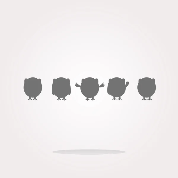 Botão vetorial com a família de corujas isolada no branco. Web Icon Art. Desenho Ícone Gráfico — Vetor de Stock