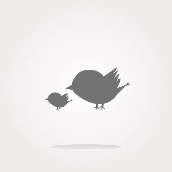 Vektor Glossy isolerad webbplats och internet webb ikon med fågel familje tecken. Webbikonkonst. Grafisk ikon Ritning — Stock vektor