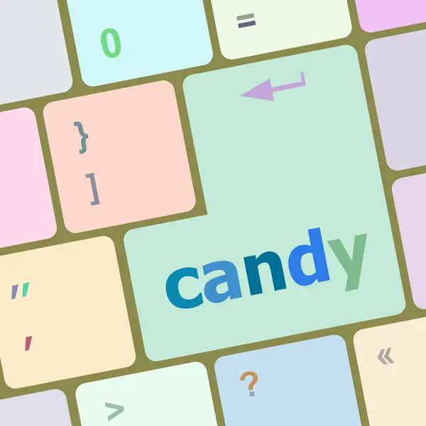 Tecla de caramelo en la ilustración de vectores teclado del ordenador — Archivo Imágenes Vectoriales