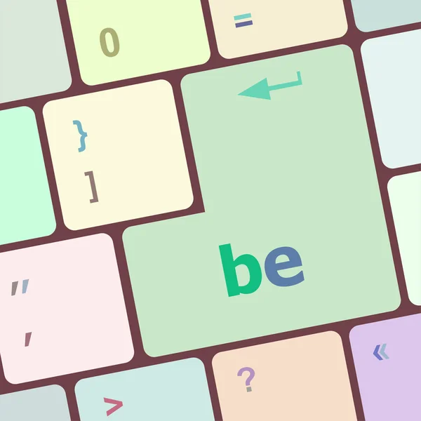 Be word on keyboard key, notebook computer button vektor illustration — Stockvektor