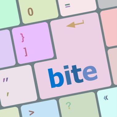 ısırık bilgisayar pc klavye anahtar vektör çizim butonuna girin