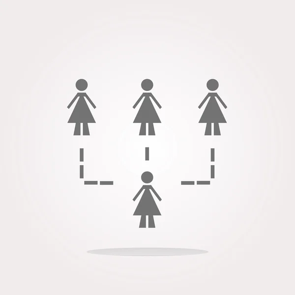 Διάνυσμα εικονίδιο κουμπί με το δίκτυο των γυναικών στο εσωτερικό, απομονώνονται σε λευκό — Διανυσματικό Αρχείο
