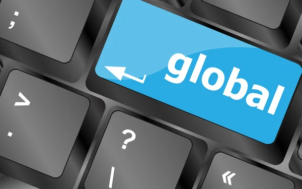 Global knop op het toetsenbord - bedrijfsconcept. Toetsenbord sleutels pictogram knop vector — Stockvector