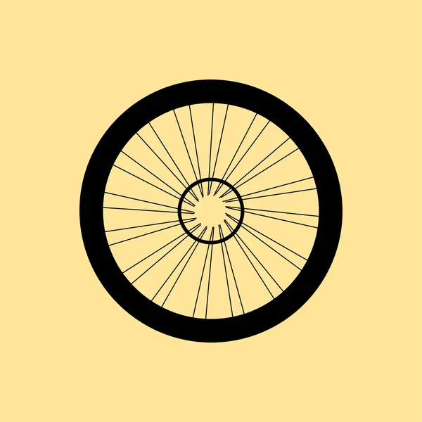 Векторный силуэт велосипедного колеса с шинами и спицами — стоковый вектор