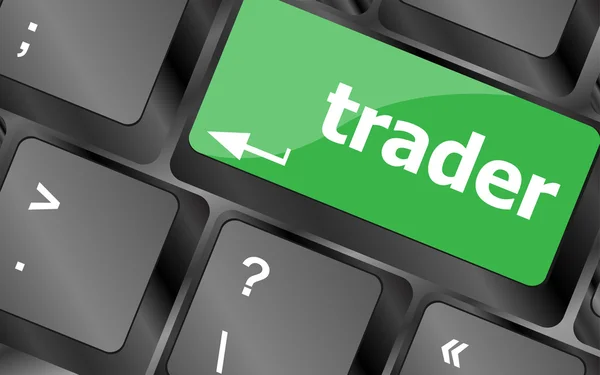 Teclado Trader representando estratégia de mercado - conceito de negócio. Teclado teclas ícone botão vetor — Vetor de Stock