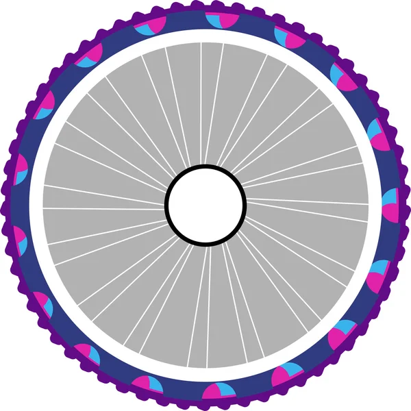 Vector silhouette of a bicycle wheel with tyre and spokes isolated on white — Stock Vector