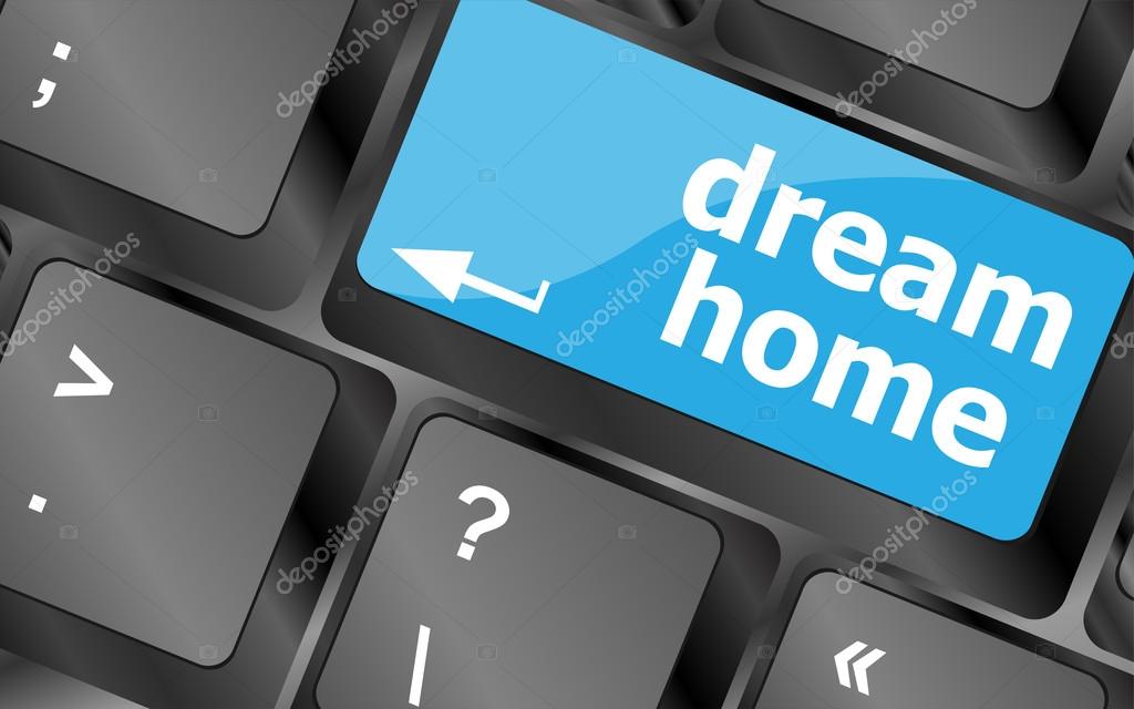 Computer keyboard with dream home key technology background. Keyboard