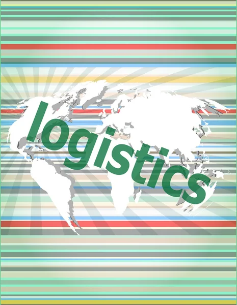 Geschäftskonzept: Logistik-Wort auf digitalem Bildschirmvektor in Anführungszeichen mit dünner Sprechblase. Konzept von Zitaten, Informationen, Referenzen, Notizen, Textbox — Stockvektor