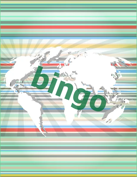 Bingo-Wort auf Business-digitalen Touchscreen-Vektor Anführungszeichen mit dünnen Linie Sprechblase. Konzept von Zitaten, Informationen, Referenzen, Notizen, Textbox — Stockvektor