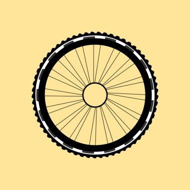 Lastik ve telli bisiklet tekerleğinin vektör silueti