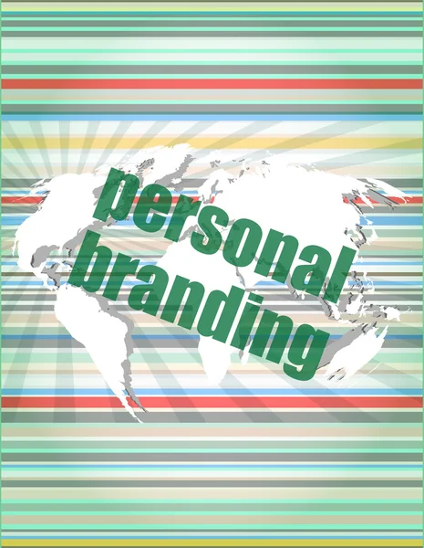 Marketing concept: woorden persoonlijke branding op digitale touch screen vector aanhalingstekens met dunne lijn speech bubble. concept van citaat, info, getuigenissen, kennisgeving, tekstvak. geïsoleerd op witte achterzijde — Stockvector