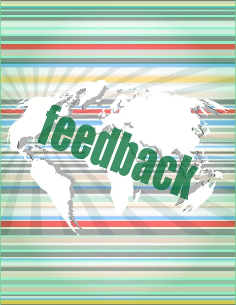 Informatietechnologie it concept: woorden feedback op scherm vector aanhalingstekens met dunne lijn Spraakballon. concept van citaat, info, getuigenissen, kennisgeving, tekstvak. geïsoleerd op witte achtergrond. — Stockvector