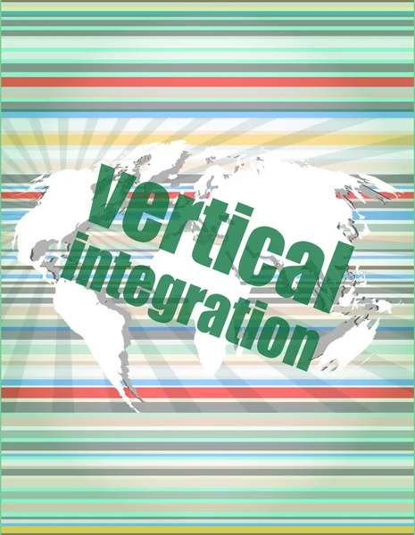 Concetto aziendale: parole Integrazione verticale su virgolette vettoriali dello schermo digitale con bolla vocale a linea sottile. concetto di citazione, informazioni, testimonianze, avviso, casella di testo. design di tendenza in stile piatto — Vettoriale Stock