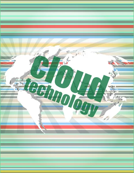 Words cloud technology on digital screen, information technology concept vector quotation marks with thin line speech bubble. concept of citation, info, testimonials, notice, textbox. flat style trend — ストックベクタ