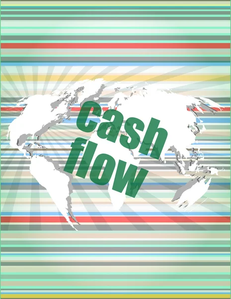 Business words cash flow sullo schermo digitale che mostra le quotazioni vettoriali di successo finanziario con bolla vocale a linea sottile. concetto di citazione, informazioni, testimonianze, avviso, casella di testo. stile piatto tendenza des — Vettoriale Stock