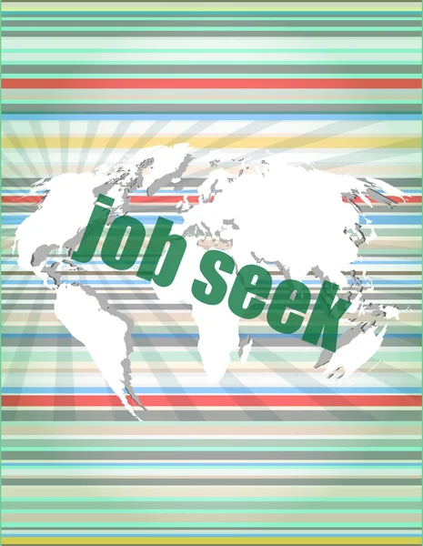 Job seek word on touch screen, modern virtual technology background vector citations marks with thin line speech bubble. conceito de citação, info, depoimentos, aviso prévio, caixa de texto. design de estilo plano — Vetor de Stock