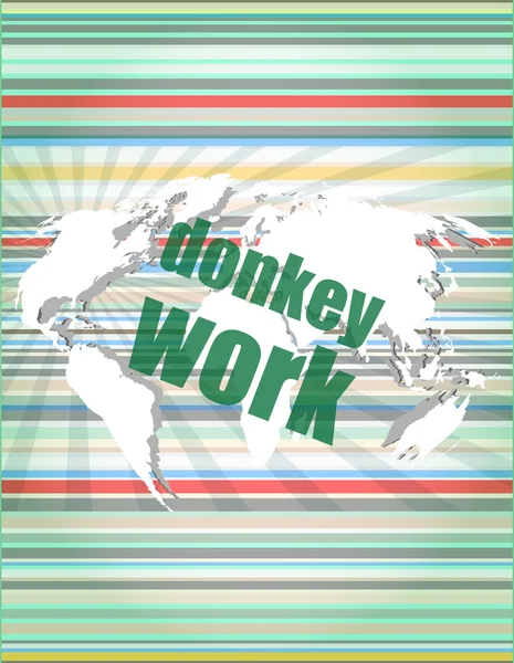 Donkey work text on digital touch screen interface vector quotation marks with thin line speech bubble. concept of citation, info, testimonials, notice, textbox. flat style design — Stock Vector