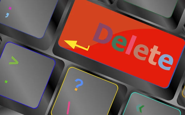 电脑键盘-红色键删除，业务概念向量键盘键。键盘按钮。矢量图 — 图库矢量图片