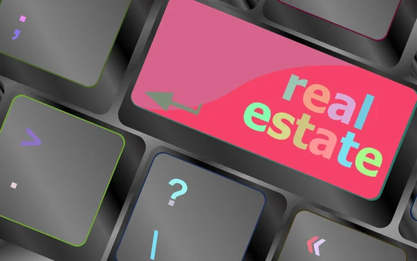 Real Estate concept. hot key on computer keyboard with Real Estate words vector keyboard key. keyboard button. Vector illustration — Stock Vector