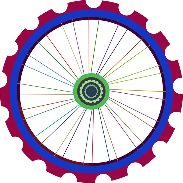 Ruota per bicicletta isolata su ruote bianche, vettoriali — Vettoriale Stock