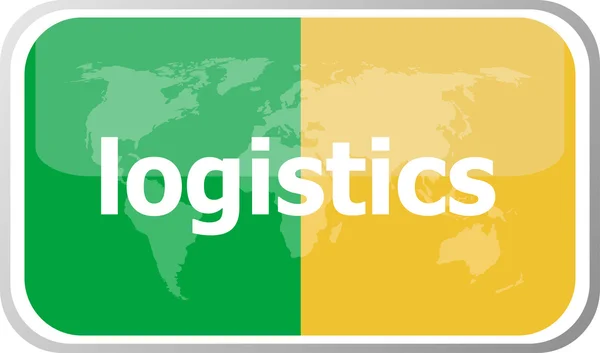 Logistics. Flat web button icon. World map earth icon. Vector illustration — Stock Vector