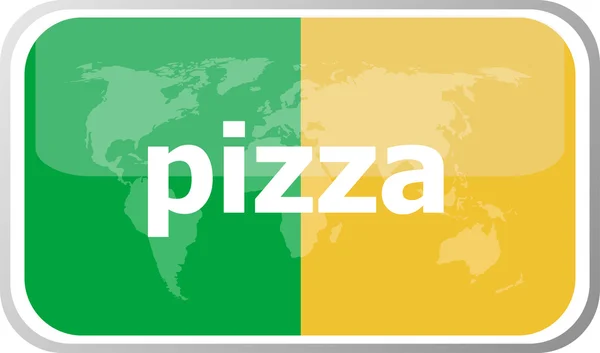 Pizza. Flat web button icon. World map earth icon. Vector illustration — Stock Vector