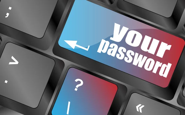 Il pulsante password sulla tastiera - vettore concetto di sicurezza, tasti della tastiera, tasto della tastiera — Vettoriale Stock