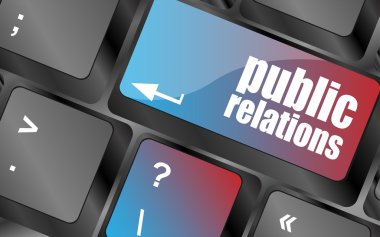 Reklam kavramı: bilgisayar klavye ile kelime halkla ilişkiler, klavye tuşları, klavye düğme