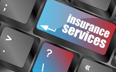 Sigorta hizmetleri düğmesini, Internet kavramı vektör, klavye tuşları, klavye düğme ile klavye