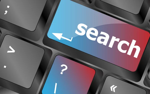Internet zoekmachine sleutel toont informatie Hunt concept vector, keyboard toets, keyboard knop, Vector toetsenbord — Stockvector