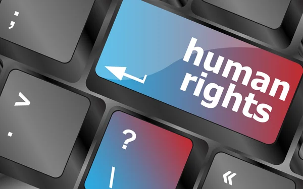 人権ワードベクトル、キーボードキー、キーボードボタン、ベクトルキーボードを持つ矢印ボタン — ストックベクタ