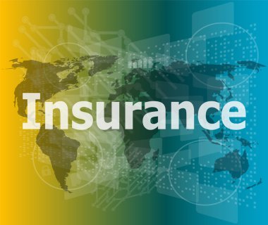 The word insurance on digital screen, business concept vector illustration